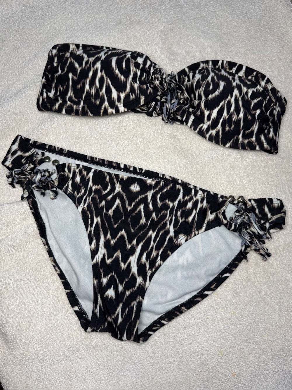 Xhilaration Black & White Ikat-Style Bandeau Bikini Set